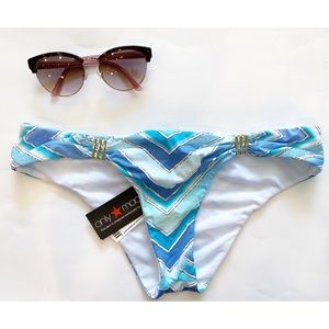 Bar III Blue Swimsuit Bikini Bottoms sz Small 4/25